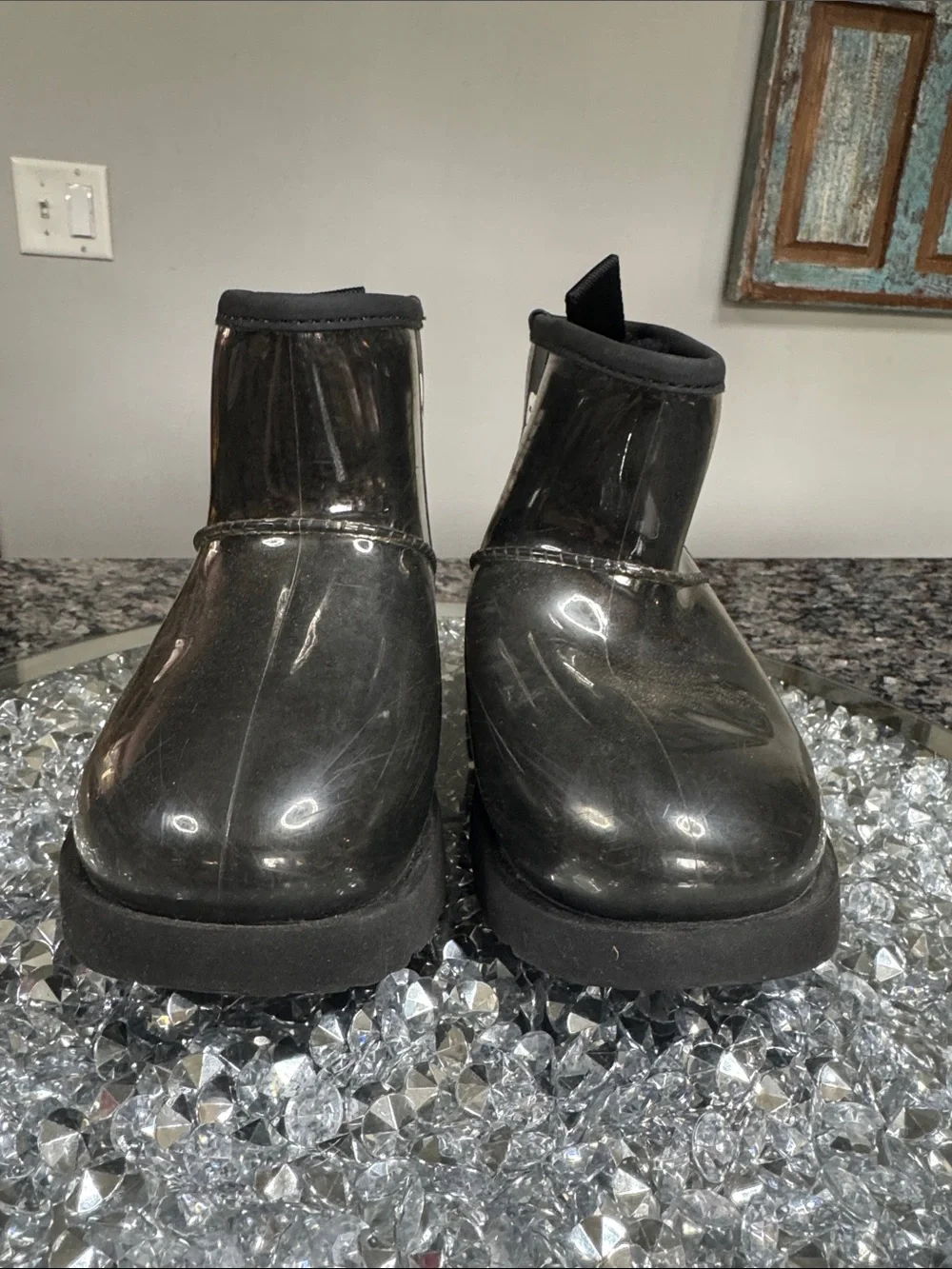 UGG Kids Black waterproof Gloss Ankle Boot 12